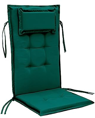 Gardenista Sedia da giardino con schienale alto di alta qualità, imbottitura trapuntata, materiale resistente all'acqua, cuscino per sedute per esterni, fascette sicure, durevole, confortevole