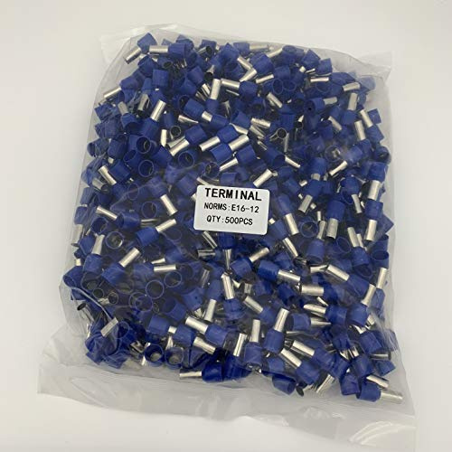 Davitu Terminals - 500PCS/Bag E10-12E16-12Tube Insulated cord end terminals 2MM Cable Connector wire terminals Insulating Crimp Terminal Connector - (Color: Green, Pins: E10-12)