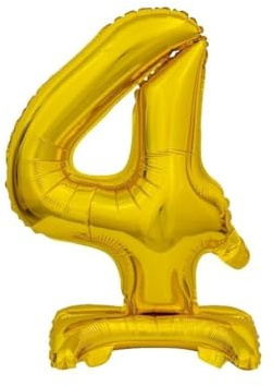 GoDan Beauty&Charm Luftballons Zahlen 0-9 zum Aufstellen auf dem Tisch 38 cm Folienballon Geburtstagsluftballons Zimmer und Raumdekoration beim Geburtstag Jubiläum (Zahl 4 Gold)