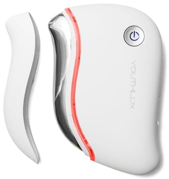 YOUTHLUX ProSculpt Heated Gua Sha Facial Massager – Electric Guasha Tool for Face Sculpting, Relaxation & Skincare | Soothing Vibration Facial Massage Tool with Contoured Design (White)