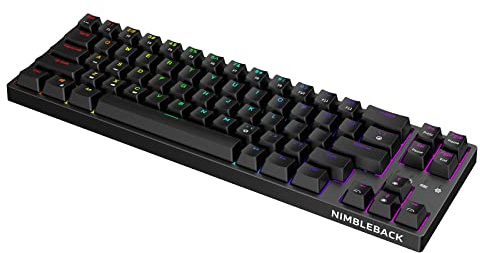 LTC NB681 Nimbleback Wired 65% Mechanical Keyboard, RGB Backlit Ultra-Compact 68 Keys Gaming Keyboard with Hot-Swappable Switch and Stand-Alone Arrow/Control Keys (Hot Swappable Red Switch, Black)