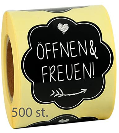 Seemy Geschenkaufkleber 250/500 Stück- Ø50mm Öffnen und Freuen Sticker -Geschenk aufkleber selbstklebend ideal für Geschenkverpackung, danke aufkleber, geschenaufkleber, (500)