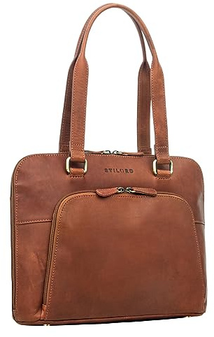 STILORD Hermione Echt Leder Business-Tasche 13,3 Zoll Damen Vintage Shopper für Büro, Notebook und Akten-Tasche Frauen Arbeitstasche Ledertasche Farbe:Namibia - braun