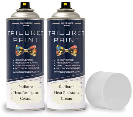 Premium Radiator Aerosol Spray Paint 400ml - Heat Resistant up to 100ºC - Quick Drying & No Primer Required - Exterior Surfaces of Radiators, Hot Water Tanks & More (400ml (2 Pack) Spray, Cream Satin)