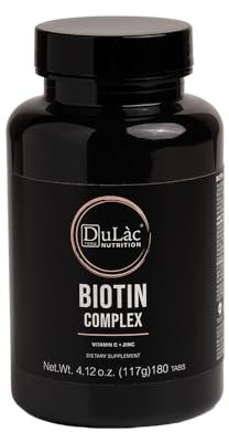 Dulàc - Biotina Complex, Integratori per Capelli, Contiene Biotina, Selenio, Zinco e Vitamina C per Capelli, Pelle e Unghie, Uomo e Donna, Made in Italy, Scorta per 6 Mesi, 180 Compresse