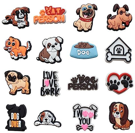 AAED 16 Stück Welpe Schuhanstecker, Cartoon-Schuh-Dekoration, PVC Shoe Charms Für Kinder, Armband-Charms Für Kleinkinder