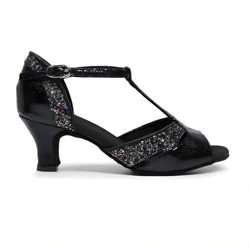TangDao Zapatos de Baile Latinos para Mujer Sandalias de Dedos Zapatillas de Danza de salón Zapatos de Tacón para fiesta (Negro, Adulto, Mujer, 39, Números, Sistema tallas calzado EU, mediano)