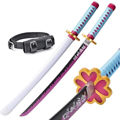 KHHK Demon Épée76 cm (30 Pouces), Katana Samouraï Anime en Bambou,Cosplay Breathing Style Accessoire de Déguisement, Réplique Collection Sabre pour Halloween Carnaval Cadeau Fans (B-Mitsuri)