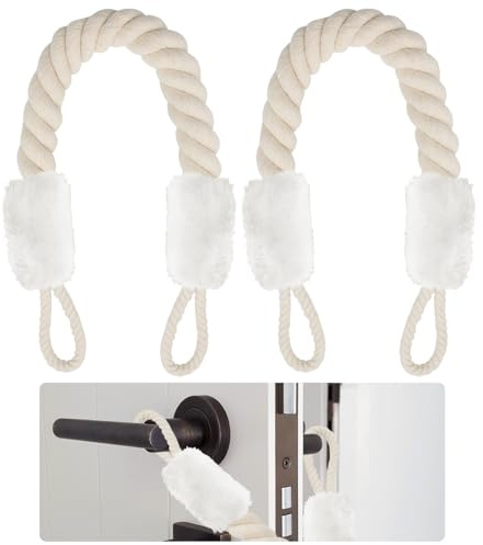 Türkordel Klemmschutz, 2 Stück Baumwolle Türstopper Klinke, Türkordel,Türkordel Klemmschutz, Türkordeln Türstopper, für Türen Haustier und Kinder Fingerschutz (Weiß)