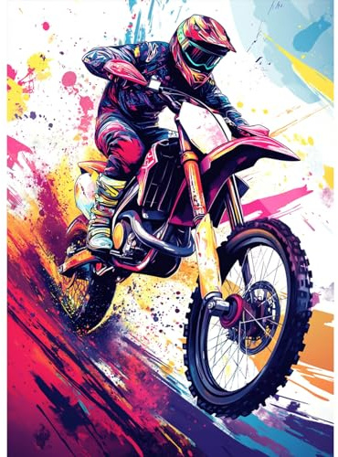 MAXBYE DIY Diamond Painting Motociclista Kit Completo, 5D Racing Bike Diamond Painting Set, Produzione Di Mosaici Pittura Diamante, Craft Arts Regalo per Decorazione Della Parete Di Casa, 30x40 cm