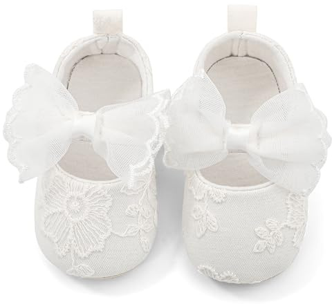 Cheerful Mario Zapatos Bebe Niña Bautizo Bebe Bailarinas Primeros Pasos Zapatos Elegantes para Boda Cumpleaños Blanco-F 12-18 Meses