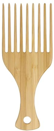 Pettine A Denti Larghi - Pettine Per Capelli Ricci In Legno Naturale | Pettine A Forchetta In Legno Massello | Pettine Per Barba E Baffi | Pettine Districante | Pettine A Denti Larghi Per Capelli rícc