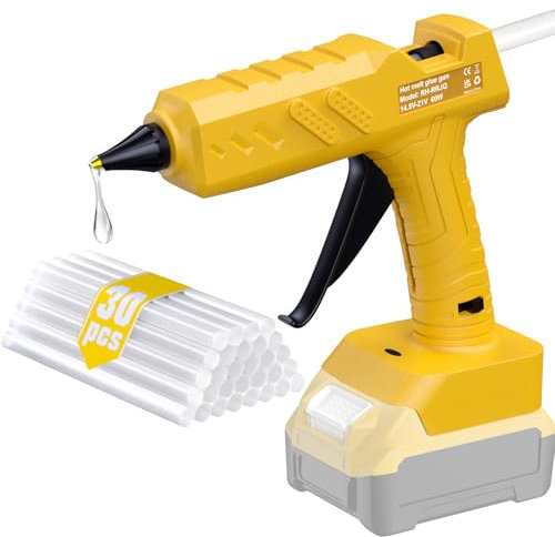 Pistolet à colle chaude sans fil pour Dewalt 20V (sans batterie), idéal pour les réparations, le bricolage, la maison, avec 30 bâtonnets de 11mm