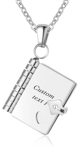 Kiddo Sky Collier de Livre Personnalisé Plaqué Or 18 Carats – Collier avec Médaillon de Livre Multicouche Ouvrable pour Femme, Écrivez Votre Histoire, Cadeau de Bijoux Personnalisé (Argent)