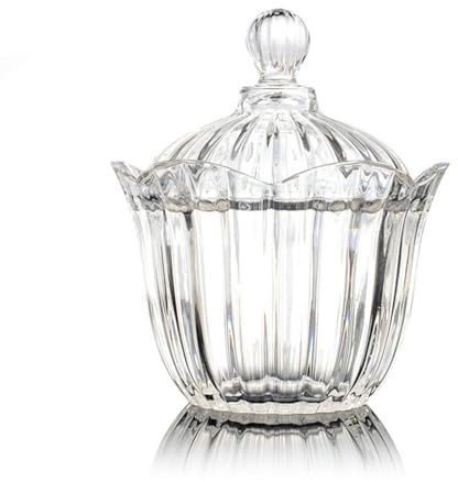 28 oz Large Glass Candy Dish with Lids Crystal Glass Candy Jar Home Decor Covered Wedding Buffet Jewelry Box Cookie Jar Biscuit Containers for Snacks Office Desk Party Coffee Beans (Transparent)