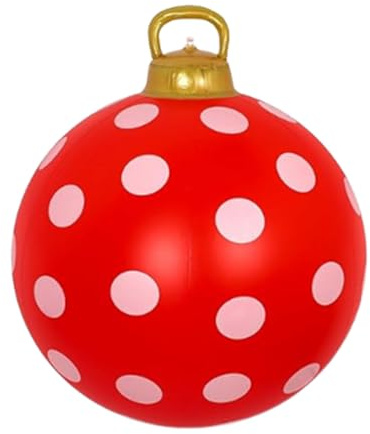 GkgWuxf Uppblåsbara julprydnader | Uppblåsbara dekorationsbollar 60 cm | Röda och vita festliga dekorationer för inomhus utomhus | Trädgård vinterfest julfest