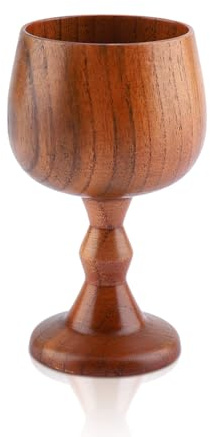 Tomedny 4 pcs gobelets en bois, verres à vin vintage tasse de vin calice chalice gobelet rétro à boire tasse de café en verre d'eau pour la cuisine à la maison