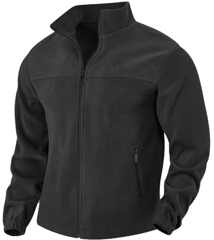 PADOLA Veste Polaire Homme Col montant Manteau Uni Blouson avec Poches Zippées Hiver Pull d'extérieur Chaude Zippé Pull Veste de Travail mi Saison Polaires de Randonnée Coupe Vent
