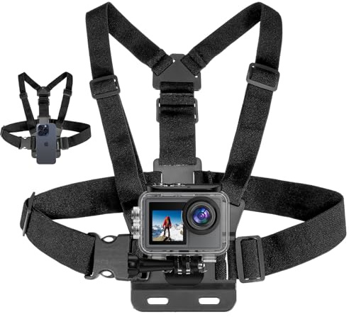Ruycllo Mini Bröstfäste för Smartphone, Bröstsele Chesty, Kamerabältning för Actionkamera Kompatibel med GoPro, DJI Osmo, SJCAM, iPhone, Samsung Galaxy för Cykling, Skidåkning, Vandring
