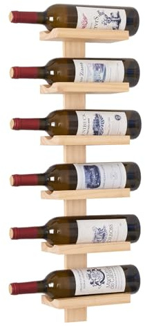 Bar Amigos Étagère à vin murale verticale en bois de pin massif pour cuisine, salle à manger ou bar à domicile (6 bouteilles)