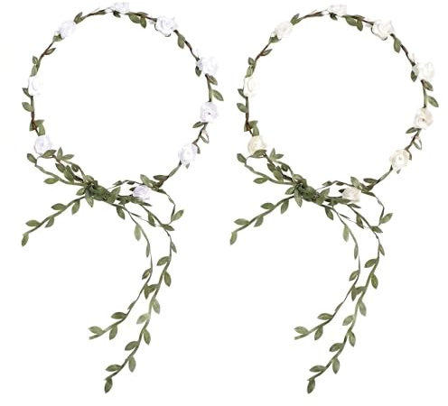 Ahaimy 2 Piezas Corona de Flores Diadema, Diadema de flores estilo bohemio, Guirnalda Diadema Corona, Guirnalda Banda para el Cabello, Diadema floral verde para mujeres