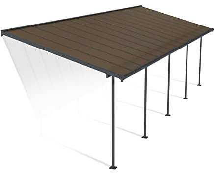 Canopia by Palram Terrassenüberdachung Alu Capri 3X9.15 Polycarbonat Hohlkammerplatten Pergola 924 x 295 cm Grau zur Überdachung ihrer Terrasse