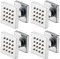 GLYYRLR Ducha Lateral Cromado Chorros Rociadores Laterales en Latón Ajustable Cuadrado Rociador de Ducha Montado en la Pared Accesorios de Baño de Ducha, 50x50mm,4 Pack
