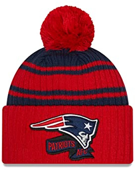 New Era England Patriots NFL 2022 Sideline Sport Knit Red Navy Beanie - One-Size