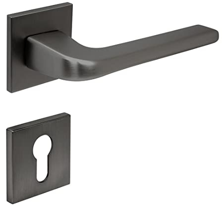 FELGNER Knappset Cortina för profilcylinder, högkvalitativ modern dörrpanel, dörrhandtag, dörrhandtag, dörrbeslag, rosett för innerdörrar, rumsdörrar | antracit