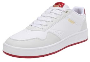PUMA Unisex Court Classic Sneaker, White Vapor Gray Club Red, 44.5 EU