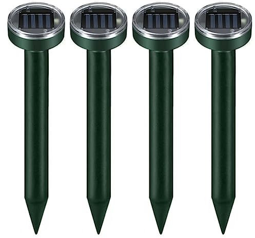 2024 4X répulsifs solaires à ultrasons IP56 - Répulsif Anti-Taupes - Répulsif à ultrasons - Répulsif Contre Les Taupes - pour l'extérieur - Pelouse, Cour de Jardin-Green