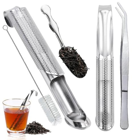 Lot de 2 Filtres à thé en Acier Inoxydable, Diffuseur de thé Réutilisable Infuseur à thé à long Manche Passoire à thé en Maille pour thé en Vrac, épices, Parfait pour Accrocher Sur une Tasse