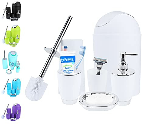 Cocoarm Set di Accessori per Il Bagno da 6 Pezzi, Dispenser Portasapone, Bicchiere, Portaspazzolino