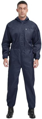 Freebily Herren Arbeitsoverall Basic Overall Arbeitsjacke Arbeitshose Mit Vielen Taschen Für Handwerker Marineblau_A XL