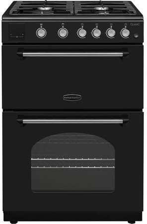 Rangemaster Classic CLA60NGFBL/C 60cm Gas Cooker, Double Oven, A+ Rated - Black