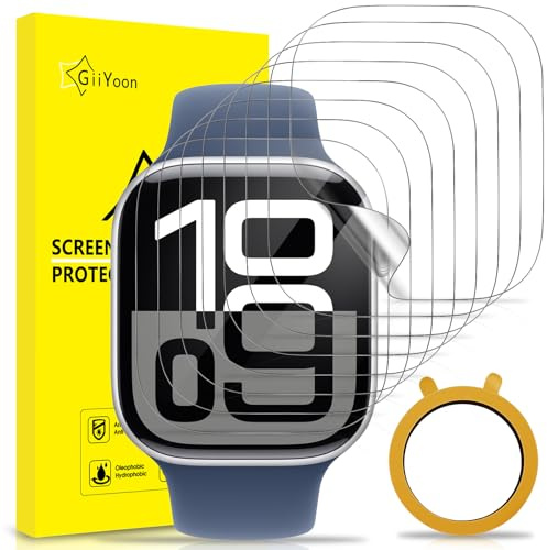 GiiYoon 8-PACK skärmskydd för Apple Watch Series 10 46 mm, Enkel och bubbelfri montering, Genomskinlig TPU-skyddsfilm