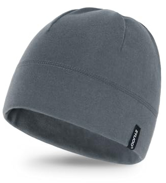 Zylioo Fleece skalle keps för stora/små huvuden, cykelmössa under hjälm, hjälmfoder keps, löpmössa, Grå-tunn, XL/XXL