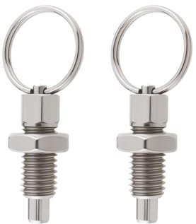 EMSea 2 Piezas Émbolo de Resorte con Anillo de Tracción M10 Pasador de Liberación Rápida Émbolo de Resorte Retráctil Manual Tipo Rechoncho Sin Bloqueo de Acero Inoxidable para Equipos Industriales