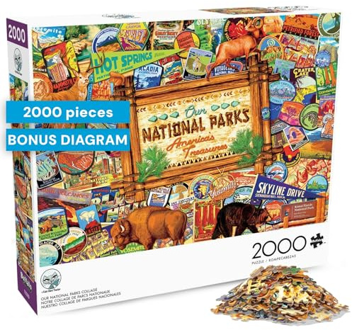 Buffalo Games - Kate Ward Thacker - Our National Parks Collage - 2000 Piece Jigsaw Puzzle for Adults - Challenging Puzzle Perfect for Game Nights - Finished Size is 38.50 x 26.50