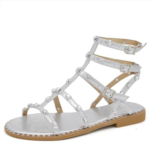IF Fashion S060136 - Sandalias de verano para mujer con tachuelas de piel sintética