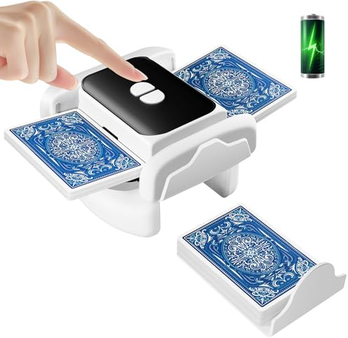 XISZMOG Rechargeable Automatic Card Shuffler for 1-2 Decks, Low Noise & Portable Card shuffler Machine for Poker, Blackjack, UNO, Perfect for Family Game Night, Adults, Mother's Day, Father's Day