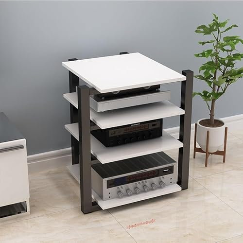 WLCGYD Audio Rack HiFi Regal HiFi-Stereoschrank, 88 cm Hohes Verstärker-Rack-Regal/Audio-Video-Regal, Eck-Entertainment-Center – Für DVD-Player: Spielkonsole(White)