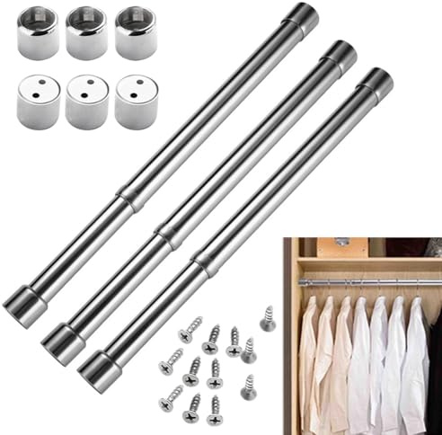 Barra para colgar ropa ajustable sin perforación, extensible para armario, colgador de acero inoxidable, 31-51 cm, extensible (3)