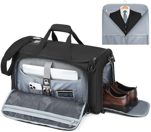 BlesMaller Bolsa de ropa convertible unisex plegable de viaje 2 en 1 bolsa de viaje equipaje de mano para negocios deporte fin de semana negro