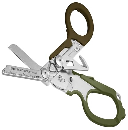 Leatherman Raptor Rescue, Forêt avec Étui Utilitaire | Ciseaux Pliants d'Intervention d'Urgence avec Coupe-sangle et Brise-Vitre