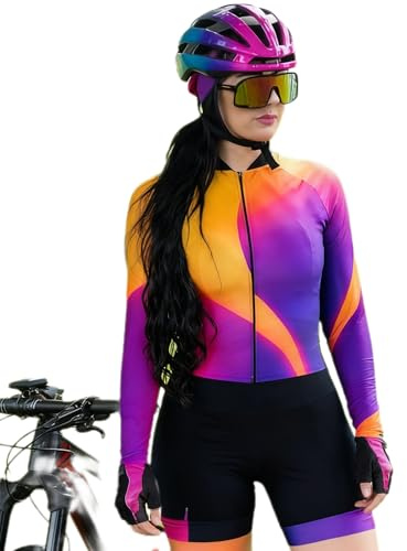 Tuta da triathlon da donna a maniche lunghe, traspirante, taglie XS-3XL, 1, X-Small