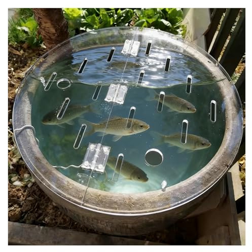Vyrata Tapa Acuario Tapa acrílica Transparente for Acuario Redondo, Cubierta Superior for pecera a Prueba de Saltos Betta y Gatos, Tapa con Orificios de ventilación ecológicos(55cm (21.7))