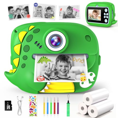 Wootoyz Kids Camera Instant Print, Boys Toys for 3 4 5 6 7 Year Old Boy Gifts Dinosaur Toys for Boys Age 3 4 5 6 7 Digital Camera for Kids Toy Birthday Presents for 3-14 Year Old Toddler Gifts