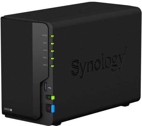 Synology Soluzione NAS desktop DS220+ da 4 TB a 2 alloggiamenti, installata con 2 unità IronWolf Seagate da 2 TB