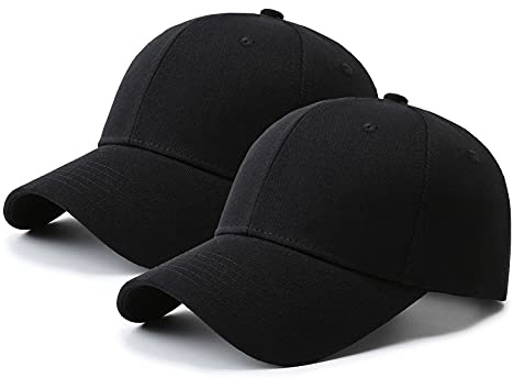 PFFY 2 Packs Baseball Cap Golf Dad Hat for Men and Women Hat Black+Black